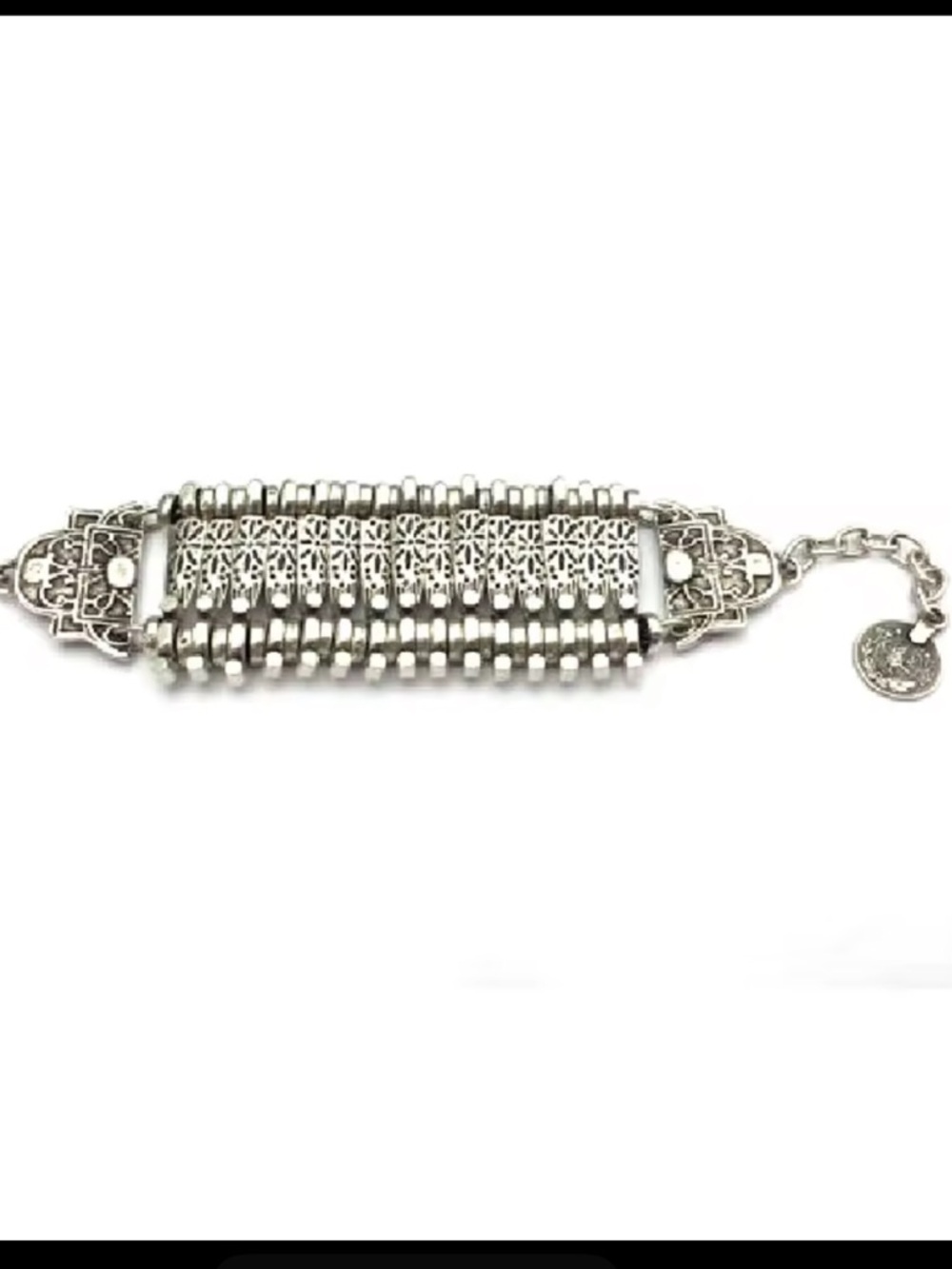 Silvertone Boho Chic Festival Filigree Statement Bracelet - Women Jewelry